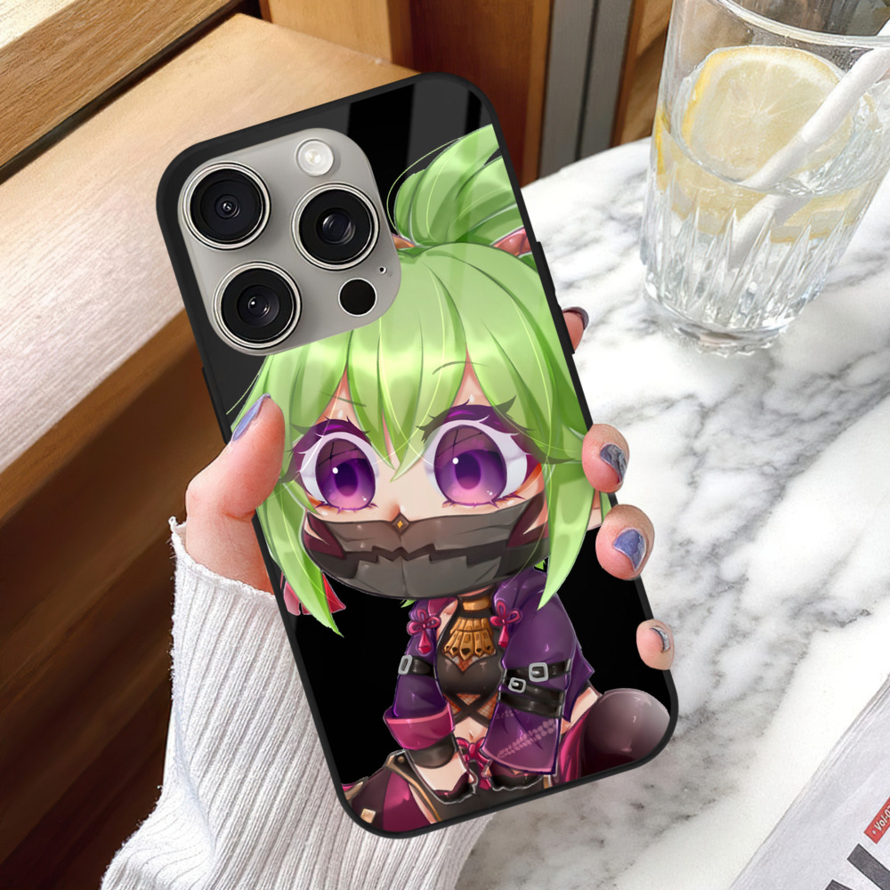 げんし神  久岐忍 くき しのぶ genshin Kuki Shinobu 【iPhone15Pro対応】スマホケース 耐衝撃＆黄変防止 背面ガラス