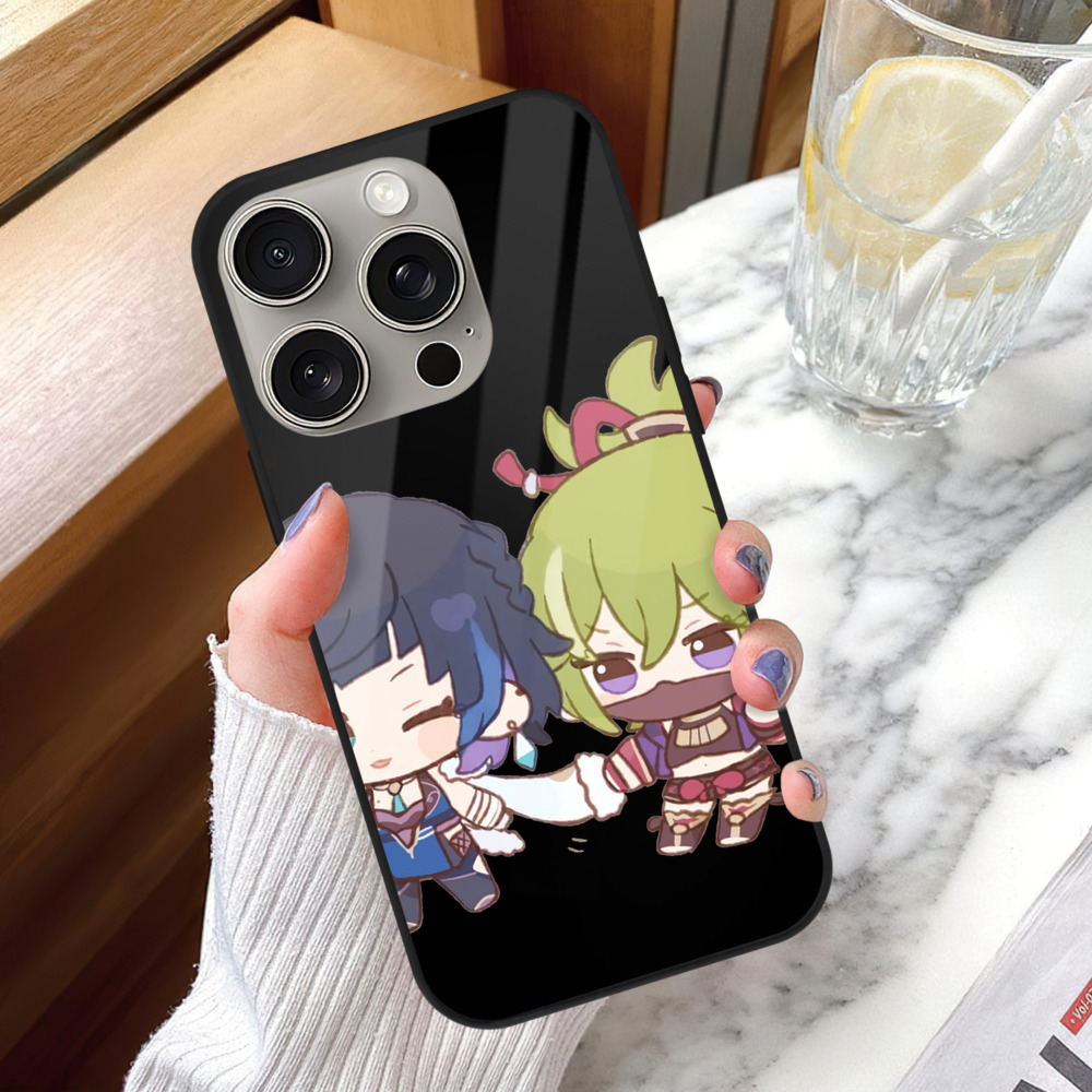 げんし神  久岐忍 くき しのぶ genshin Kuki Shinobu 【iPhone15Pro対応】スマホケース 耐衝撃＆黄変防止 背面ガラス