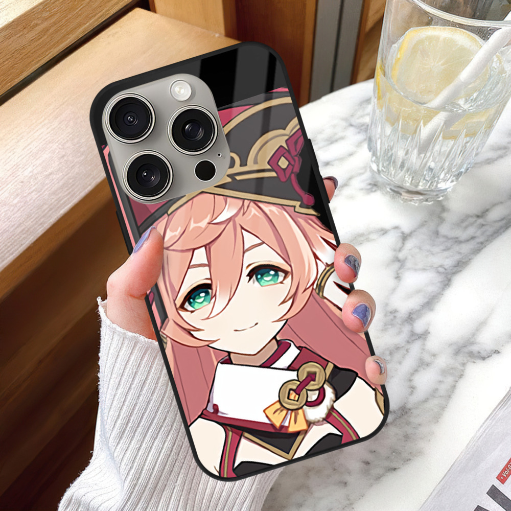 げんし神 ヤンフェイ genshin Yanfei 【iPhone15Pro対応】スマホケース 耐衝撃＆黄変防止 背面ガラス