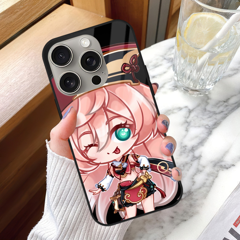 げんし神 ヤンフェイ genshin Yanfei 【iPhone15Pro対応】スマホケース 耐衝撃＆黄変防止 背面ガラス