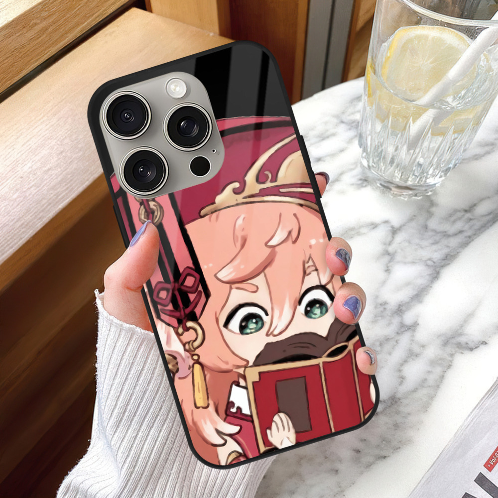 げんし神 ヤンフェイ genshin Yanfei 【iPhone15Pro対応】スマホケース 耐衝撃＆黄変防止 背面ガラス