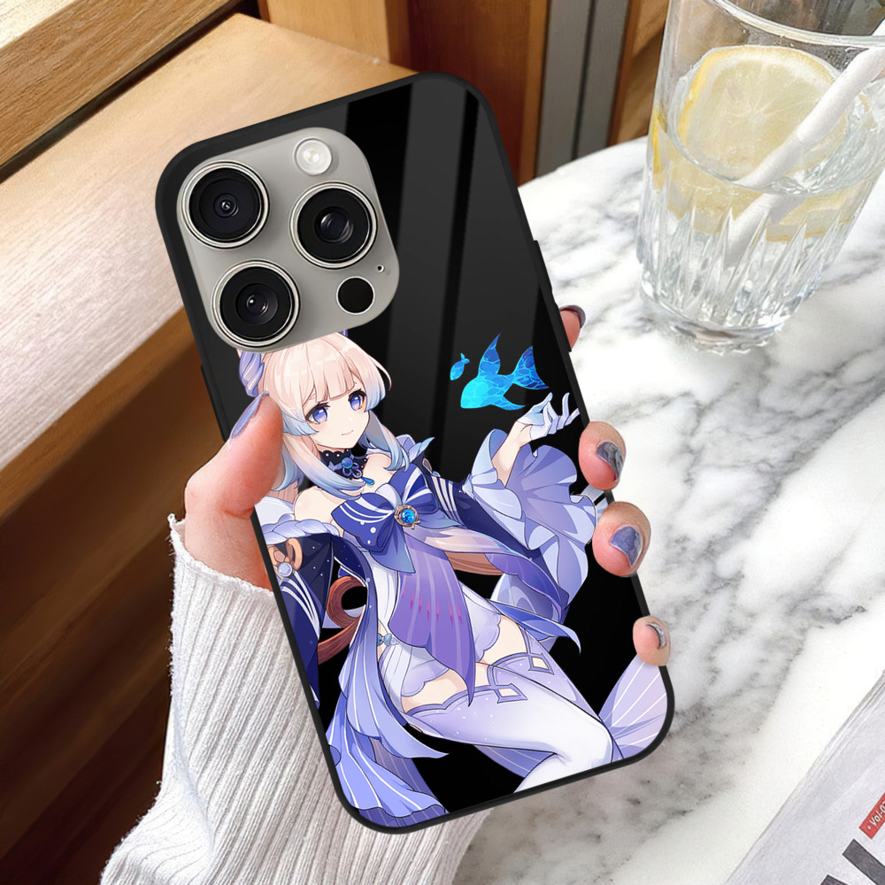 げんし神 珊瑚宮心海 サンゴノミヤ・ココミ genshin Sangonomiya Kokomi 【iPhone15Pro対応】スマホケース 耐衝撃＆黄変防止 背面ガラス