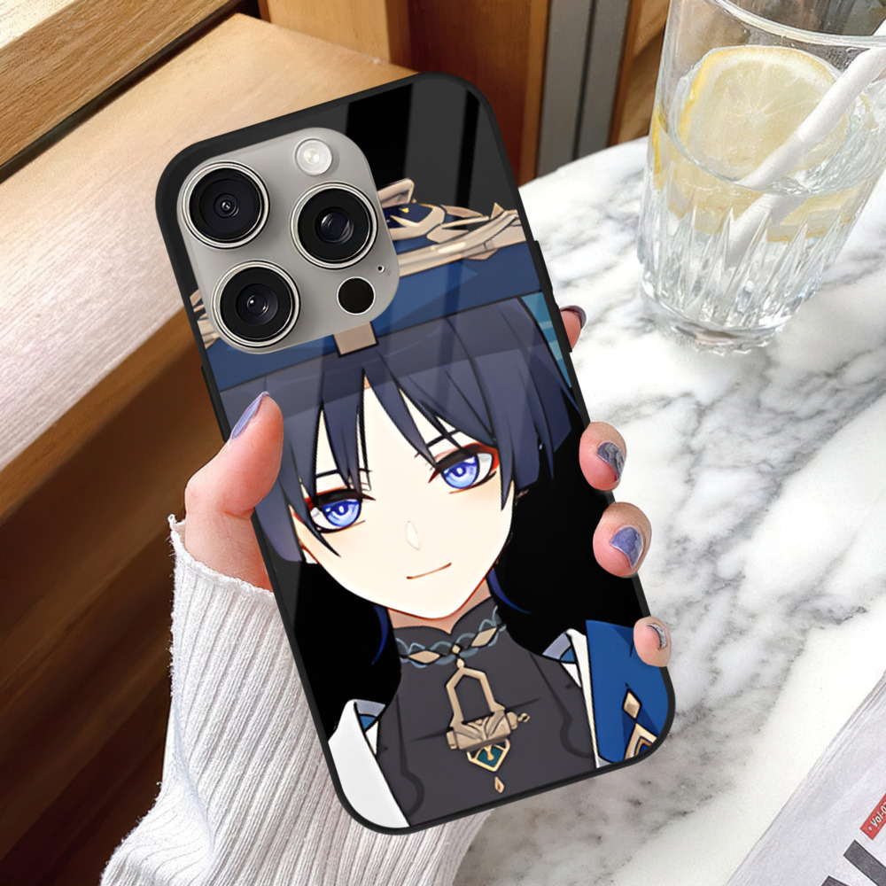 げんし神 さんペい genshin Sanpei 【iPhone15Pro対応】スマホケース 耐衝撃＆黄変防止 背面ガラス