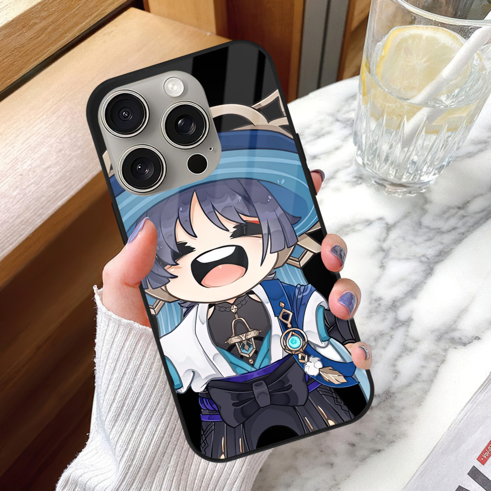 げんし神 さんペい genshin Sanpei 【iPhone15Pro対応】スマホケース 耐衝撃＆黄変防止 背面ガラス