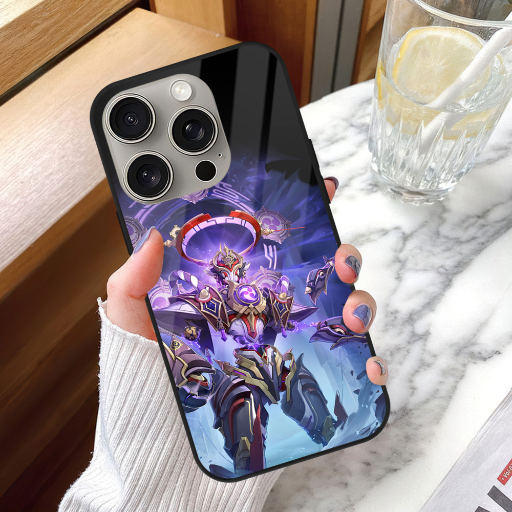 げんし神 さんペい genshin Sanpei 【iPhone15Pro対応】スマホケース 耐衝撃＆黄変防止 背面ガラス