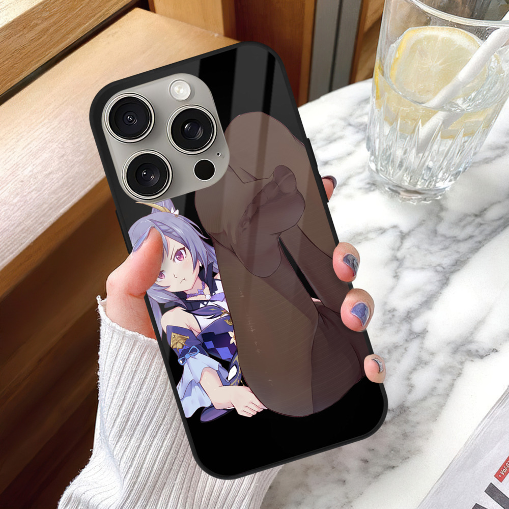 げんし神 刻晴 こくせい genshin Kokusei 【iPhone15Pro対応】スマホケース 耐衝撃＆黄変防止 背面ガラス