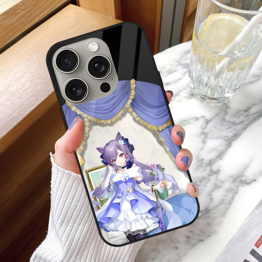 げんし神 刻晴 こくせい genshin Kokusei 【iPhone15Pro対応】スマホケース 耐衝撃＆黄変防止 背面ガラス