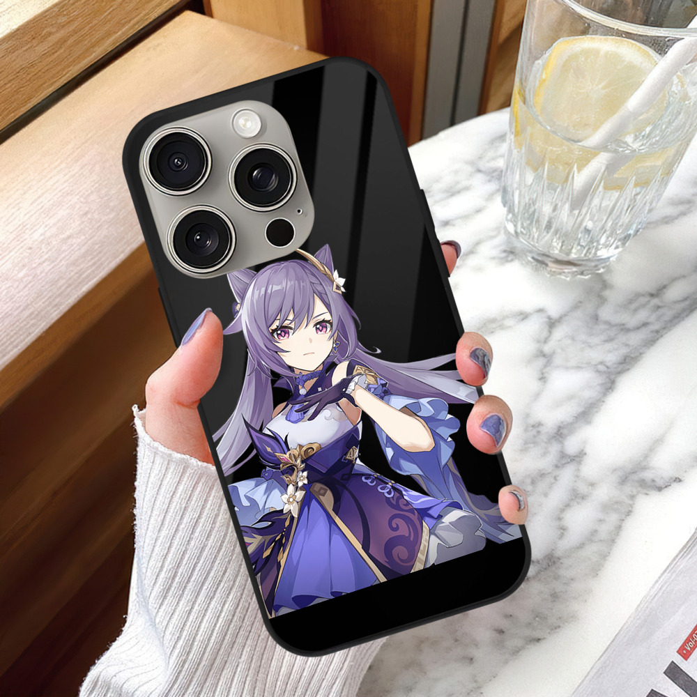 げんし神 刻晴 こくせい genshin Kokusei 【iPhone15Pro対応】スマホケース 耐衝撃＆黄変防止 背面ガラス