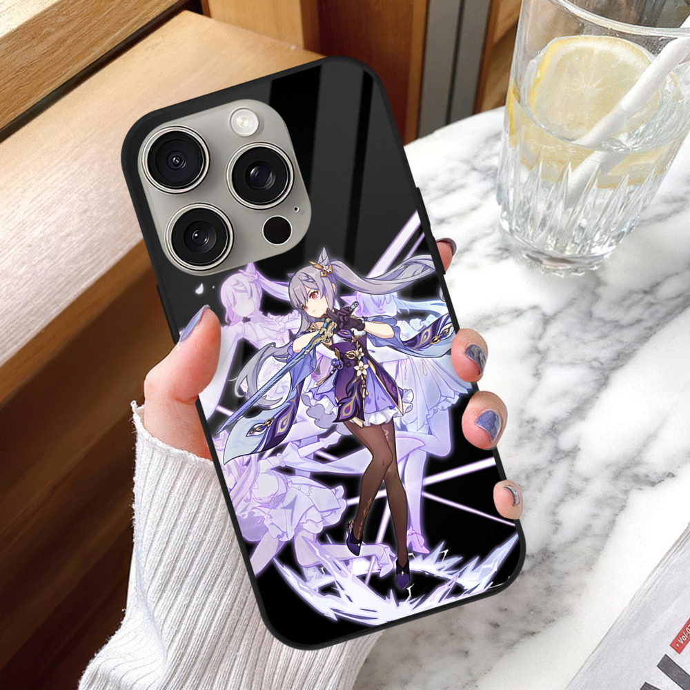 げんし神 刻晴 こくせい genshin Kokusei 【iPhone15Pro対応】スマホケース 耐衝撃＆黄変防止 背面ガラス