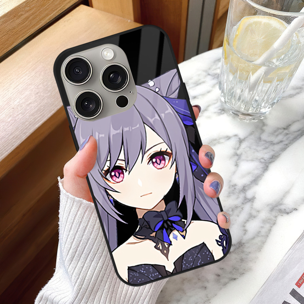 げんし神 刻晴 こくせい genshin Kokusei 【iPhone15Pro対応】スマホケース 耐衝撃＆黄変防止 背面ガラス