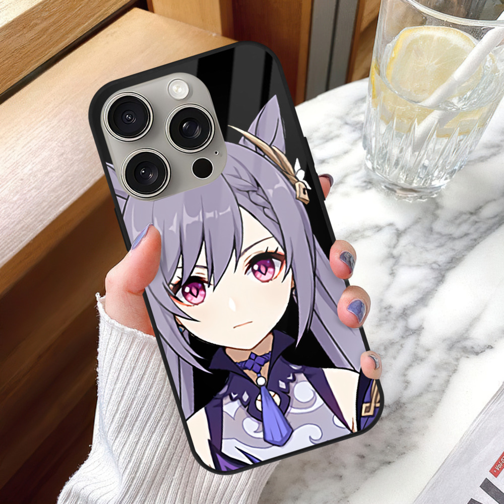 げんし神 刻晴 こくせい genshin Kokusei 【iPhone15Pro対応】スマホケース 耐衝撃＆黄変防止 背面ガラス