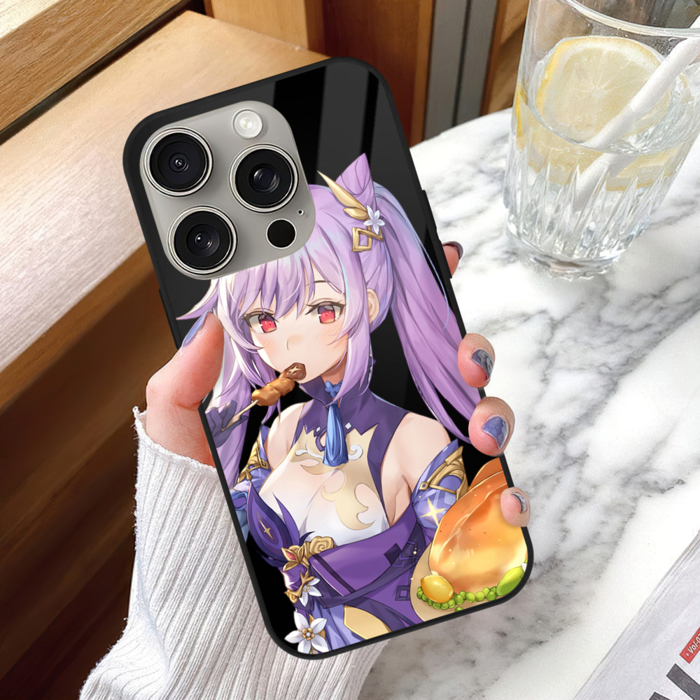 げんし神 刻晴 こくせい genshin Kokusei 【iPhone15Pro対応】スマホケース 耐衝撃＆黄変防止 背面ガラス