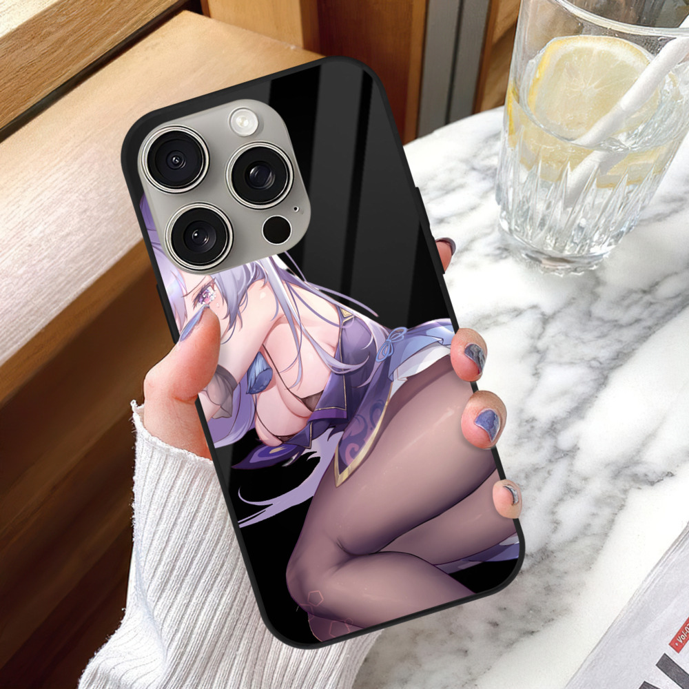 げんし神 刻晴 こくせい genshin Kokusei 【iPhone15Pro対応】スマホケース 耐衝撃＆黄変防止 背面ガラス