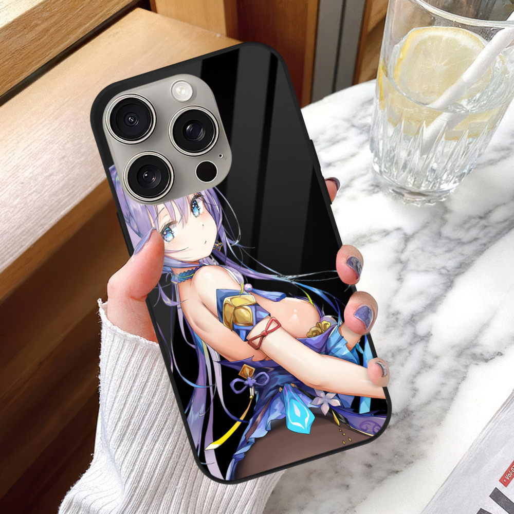 げんし神 刻晴 こくせい genshin Kokusei 【iPhone15Pro対応】スマホケース 耐衝撃＆黄変防止 背面ガラス