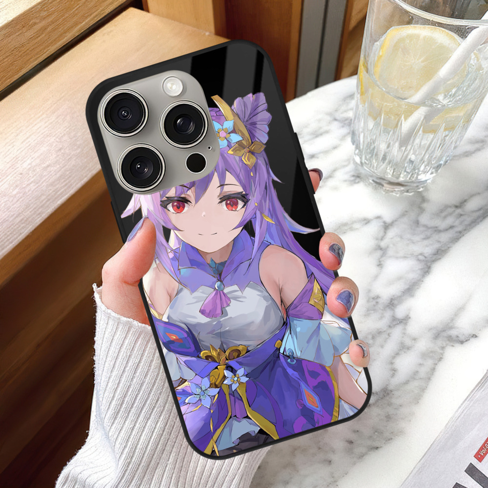 げんし神 刻晴 こくせい genshin Kokusei 【iPhone15Pro対応】スマホケース 耐衝撃＆黄変防止 背面ガラス