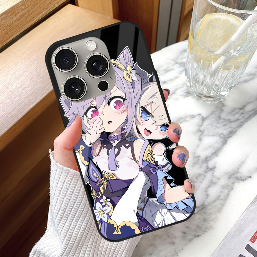 げんし神 刻晴 こくせい genshin Kokusei 【iPhone15Pro対応】スマホケース 耐衝撃＆黄変防止 背面ガラス