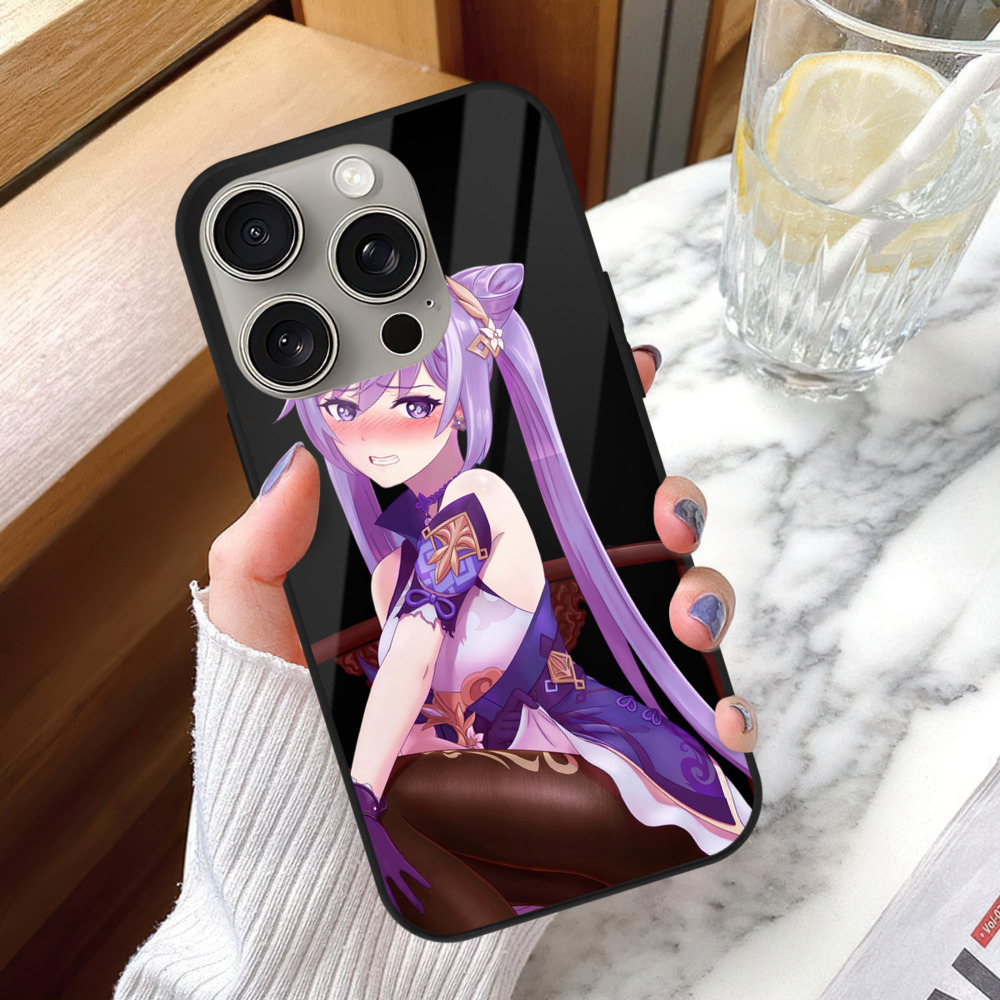 げんし神 刻晴 こくせい genshin Kokusei 【iPhone15Pro対応】スマホケース 耐衝撃＆黄変防止 背面ガラス