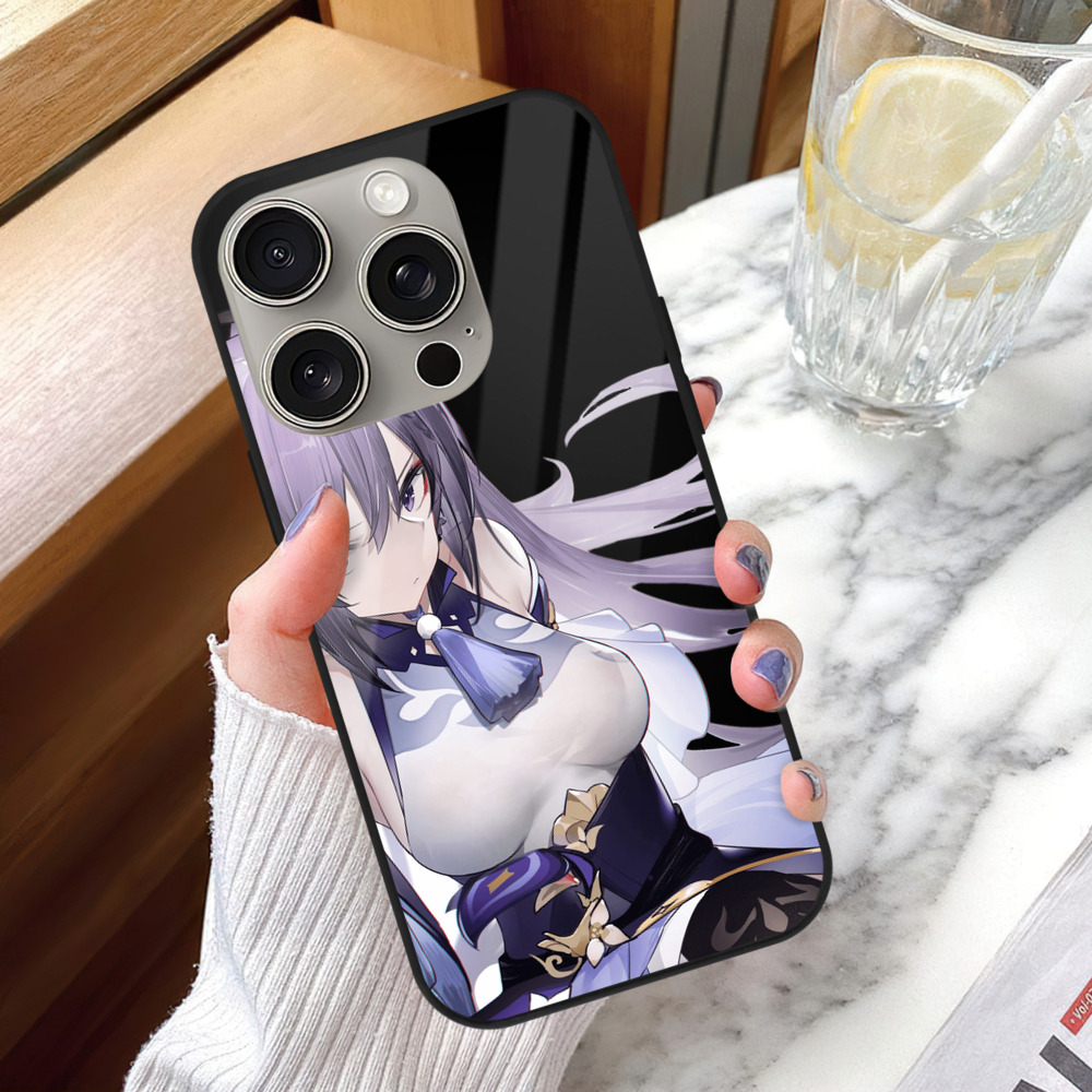 げんし神 刻晴 こくせい genshin Kokusei 【iPhone15Pro対応】スマホケース 耐衝撃＆黄変防止 背面ガラス