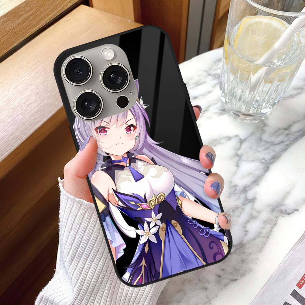 げんし神 刻晴 こくせい genshin Kokusei 【iPhone15Pro対応】スマホケース 耐衝撃＆黄変防止 背面ガラス