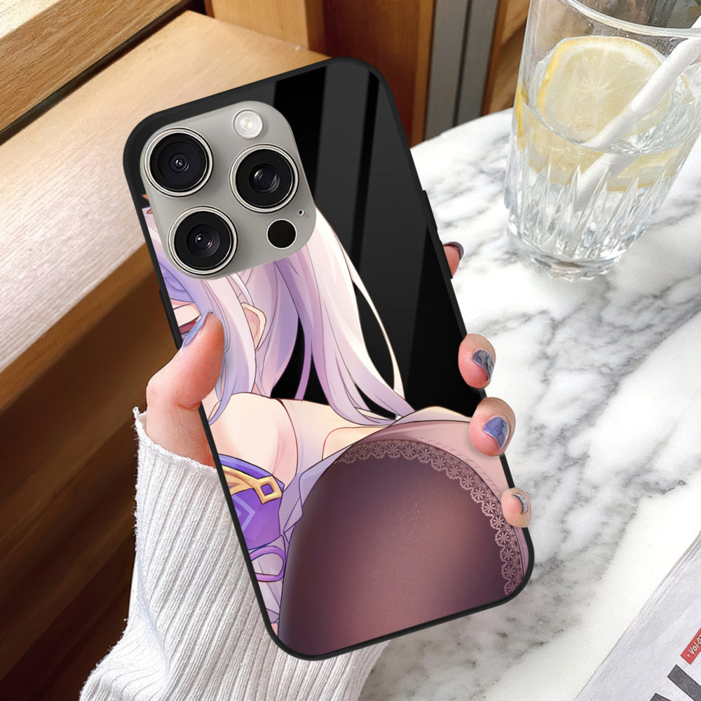 げんし神 刻晴 こくせい genshin Kokusei 【iPhone15Pro対応】スマホケース 耐衝撃＆黄変防止 背面ガラス