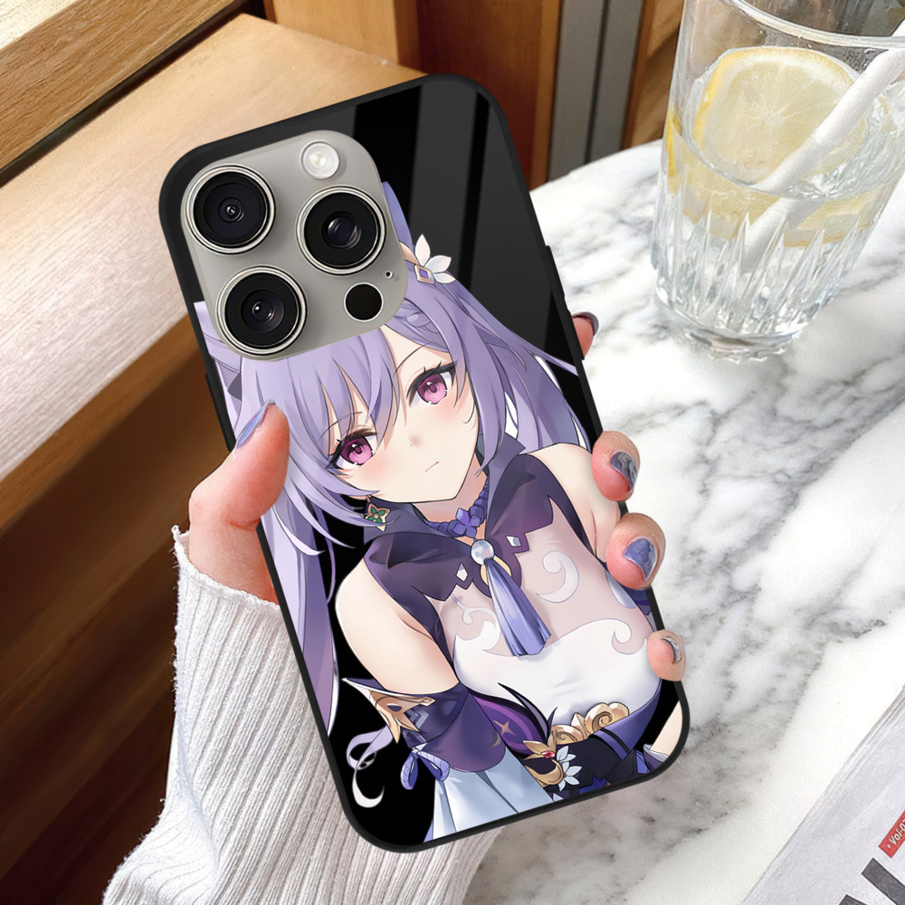 げんし神 刻晴 こくせい genshin Kokusei 【iPhone15Pro対応】スマホケース 耐衝撃＆黄変防止 背面ガラス