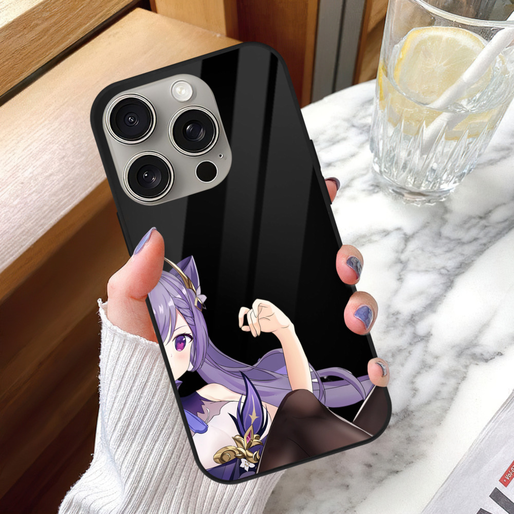 げんし神 刻晴 こくせい genshin Kokusei 【iPhone15Pro対応】スマホケース 耐衝撃＆黄変防止 背面ガラス