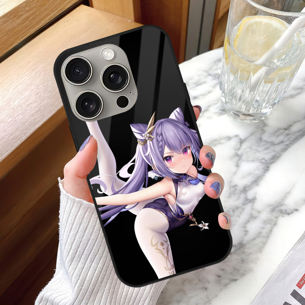 げんし神 刻晴 こくせい genshin Kokusei 【iPhone15Pro対応】スマホケース 耐衝撃＆黄変防止 背面ガラス