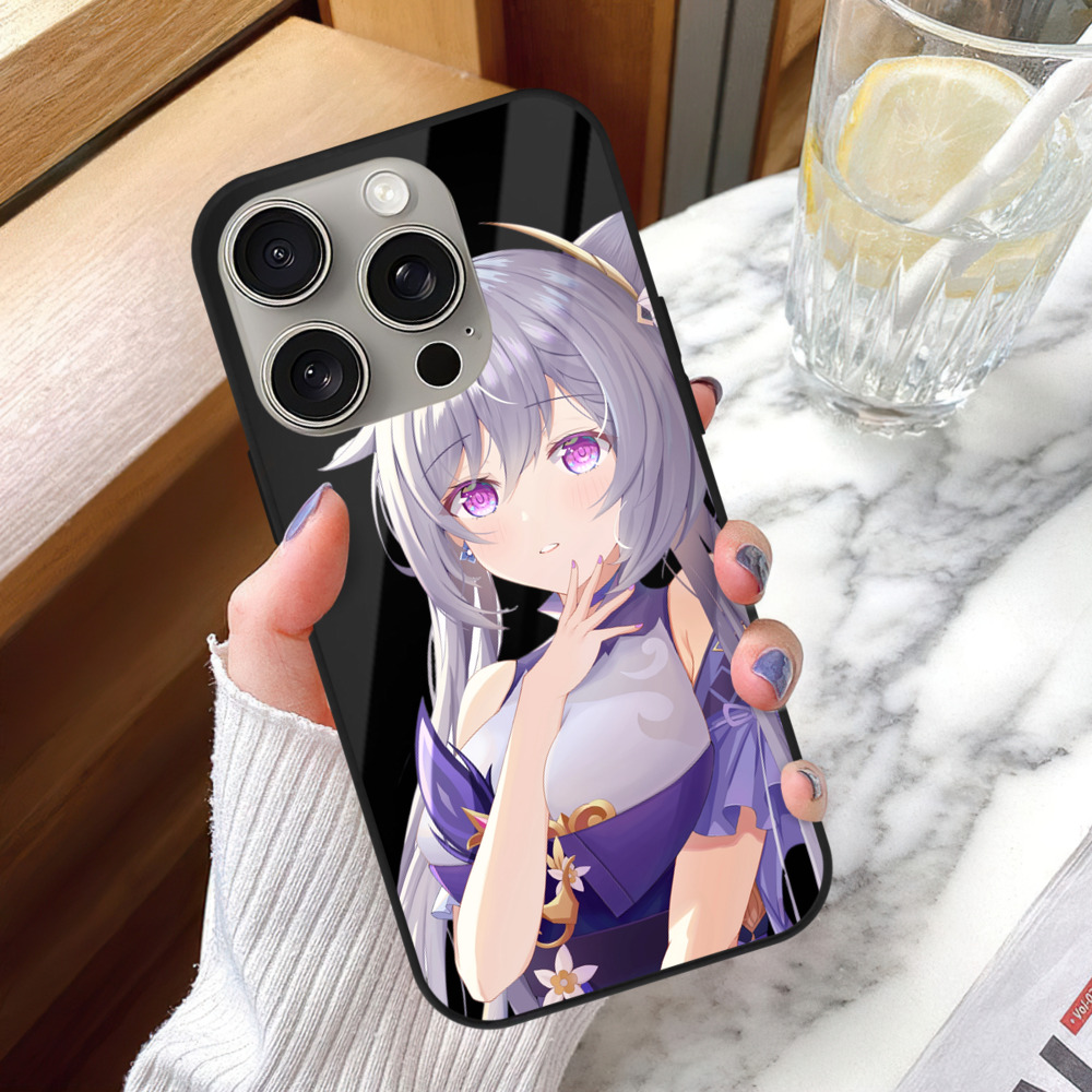 げんし神 刻晴 こくせい genshin Kokusei 【iPhone15Pro対応】スマホケース 耐衝撃＆黄変防止 背面ガラス