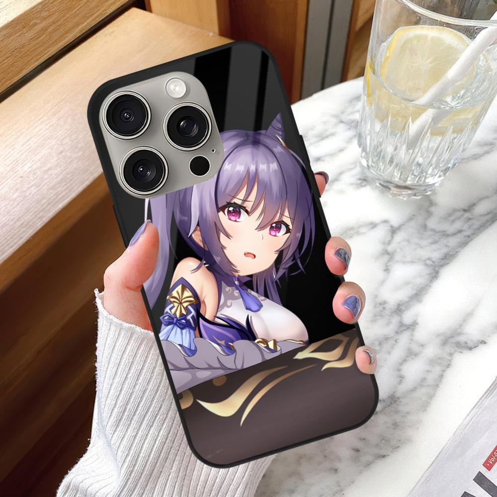 げんし神 刻晴 こくせい genshin Kokusei 【iPhone15Pro対応】スマホケース 耐衝撃＆黄変防止 背面ガラス