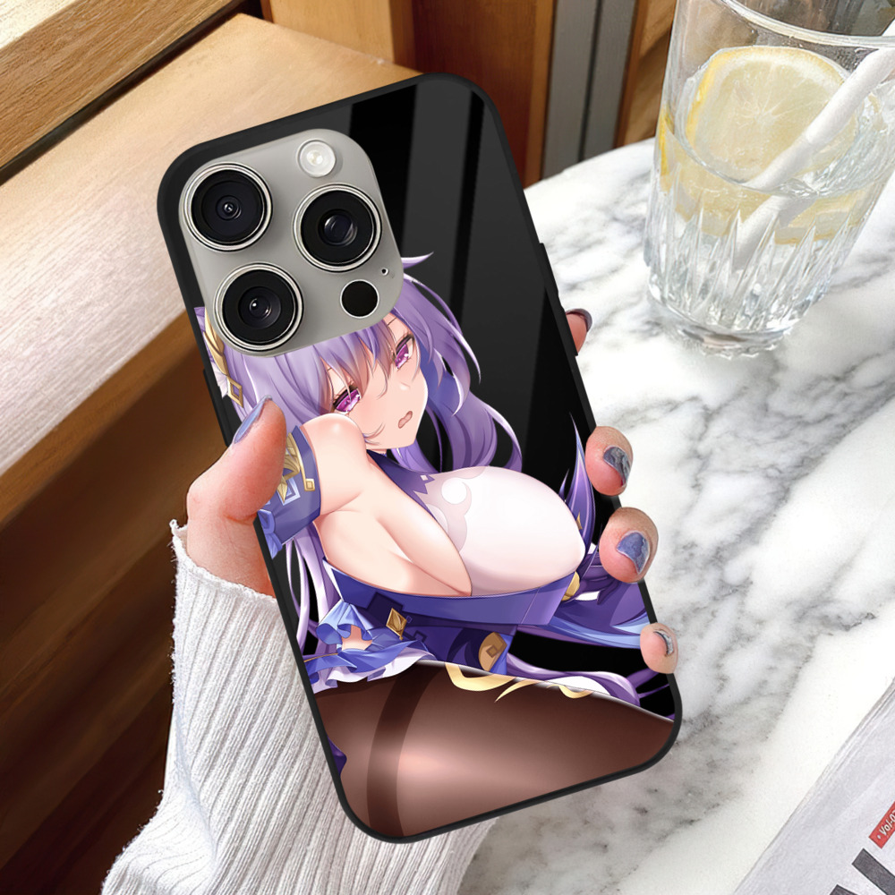 げんし神 刻晴 こくせい genshin Kokusei 【iPhone15Pro対応】スマホケース 耐衝撃＆黄変防止 背面ガラス