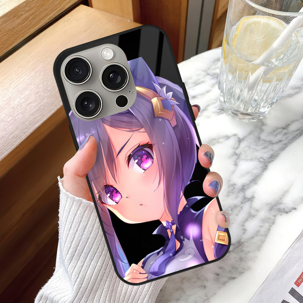 げんし神 刻晴 こくせい genshin Kokusei 【iPhone15Pro対応】スマホケース 耐衝撃＆黄変防止 背面ガラス