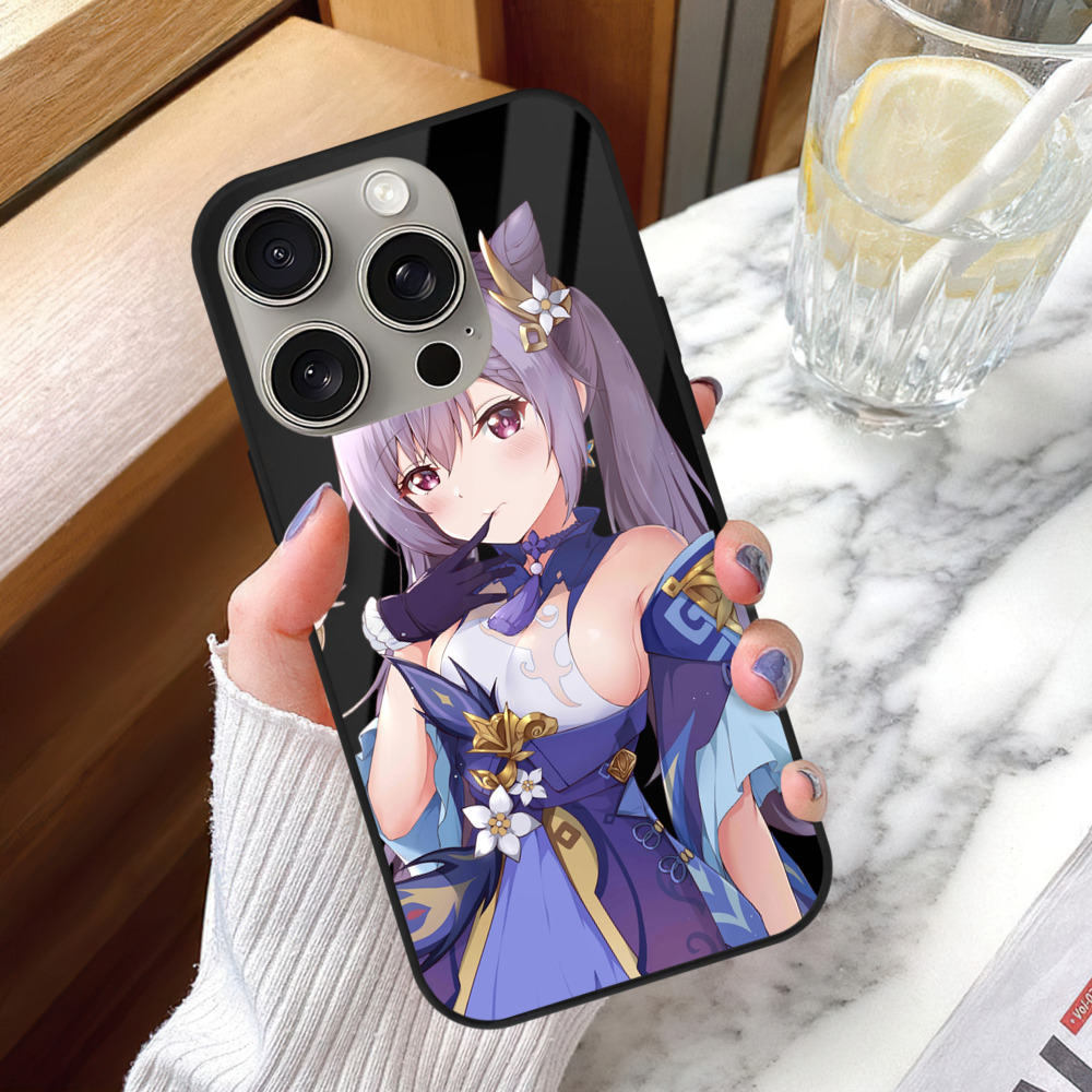 げんし神 刻晴 こくせい genshin Kokusei 【iPhone15Pro対応】スマホケース 耐衝撃＆黄変防止 背面ガラス