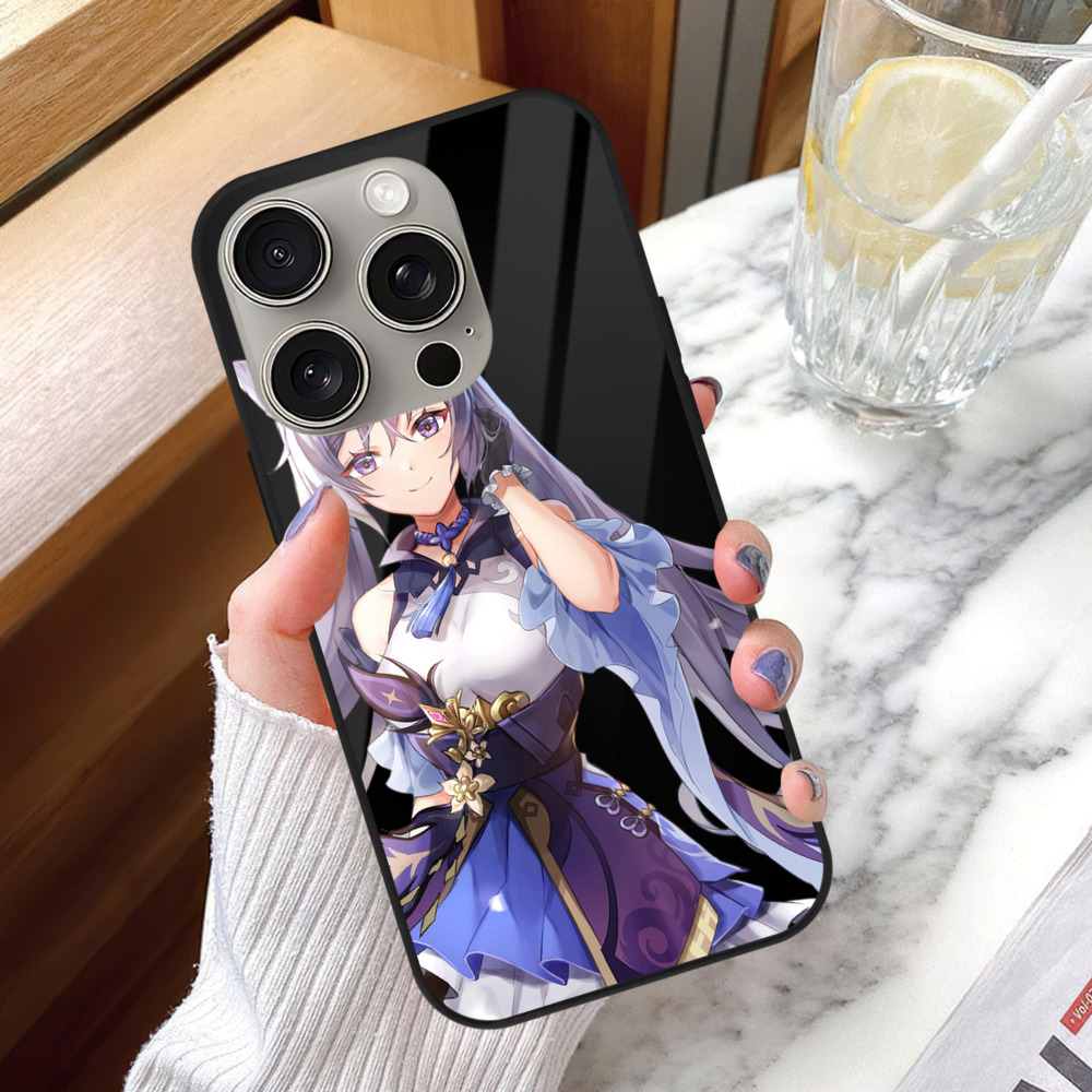 げんし神 刻晴 こくせい genshin Kokusei 【iPhone15Pro対応】スマホケース 耐衝撃＆黄変防止 背面ガラス
