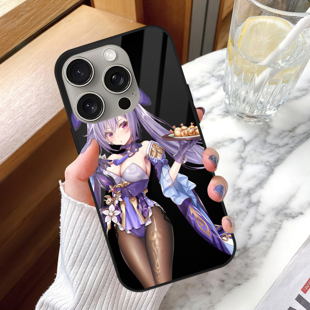 げんし神 刻晴 こくせい genshin Kokusei 【iPhone15Pro対応】スマホケース 耐衝撃＆黄変防止 背面ガラス