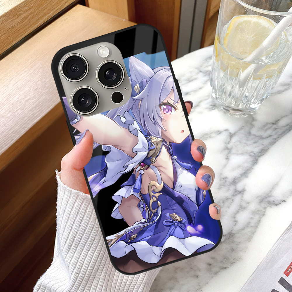 げんし神 刻晴 こくせい genshin Kokusei 【iPhone15Pro対応】スマホケース 耐衝撃＆黄変防止 背面ガラス