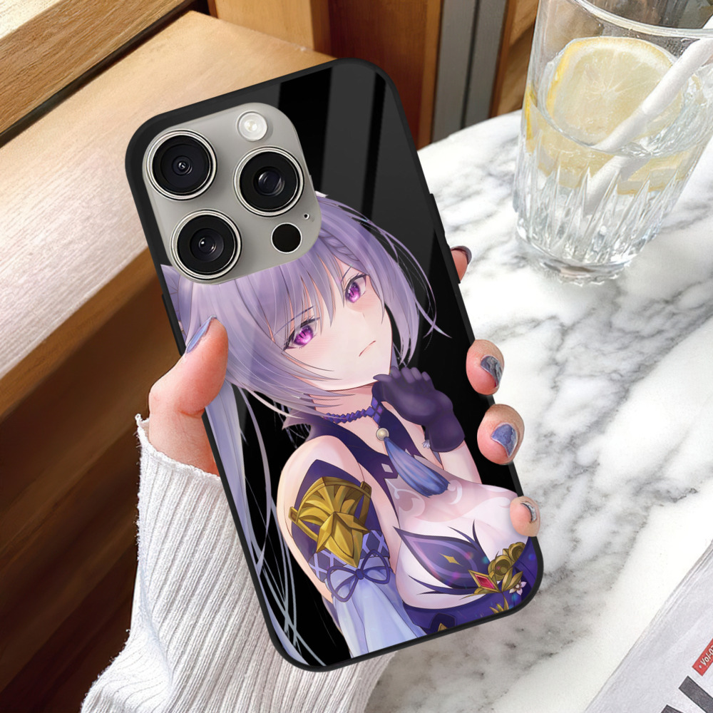 げんし神 刻晴 こくせい genshin Kokusei 【iPhone15Pro対応】スマホケース 耐衝撃＆黄変防止 背面ガラス