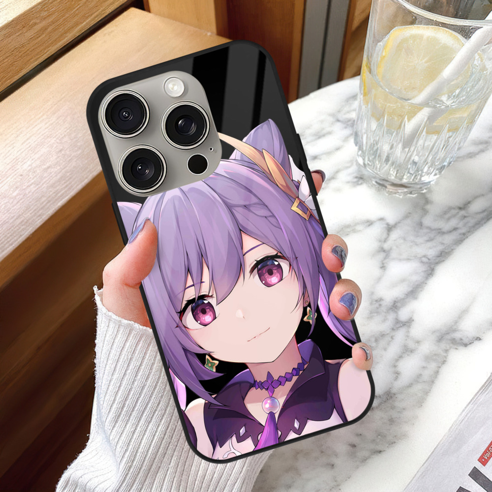 げんし神 刻晴 こくせい genshin Kokusei 【iPhone15Pro対応】スマホケース 耐衝撃＆黄変防止 背面ガラス