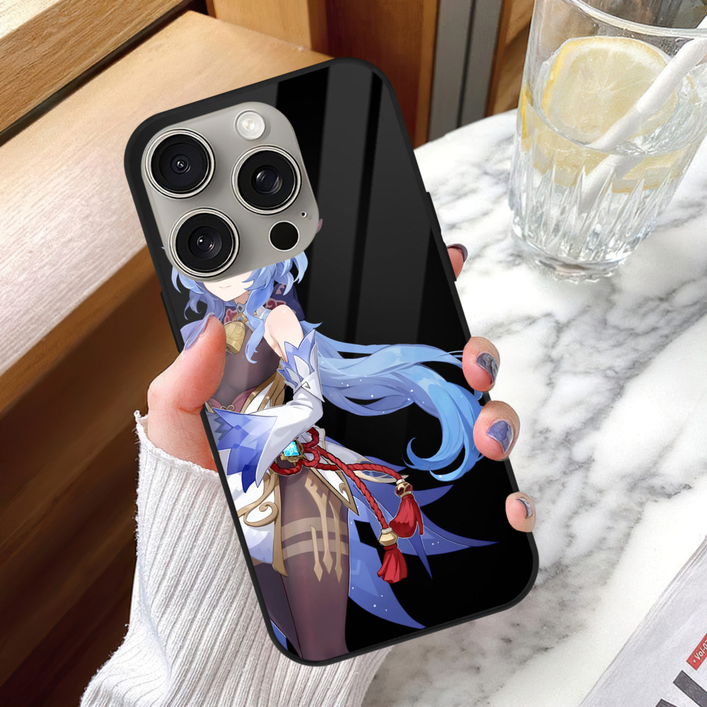 げんし神 甘雨 かんう genshin Ganyu 【iPhone15Pro対応】スマホケース 耐衝撃＆黄変防止 背面ガラス