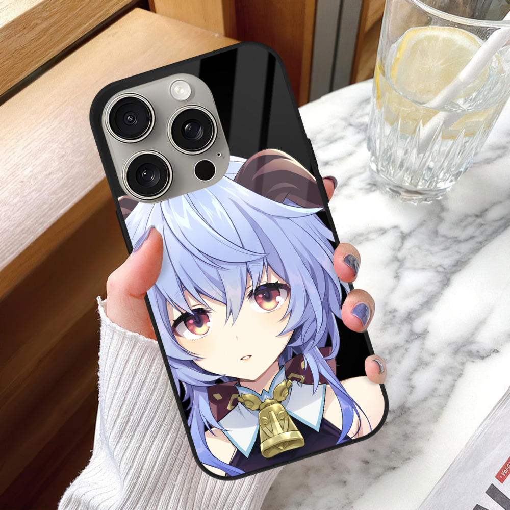 げんし神 甘雨 かんう genshin Ganyu 【iPhone15Pro対応】スマホケース 耐衝撃＆黄変防止 背面ガラス