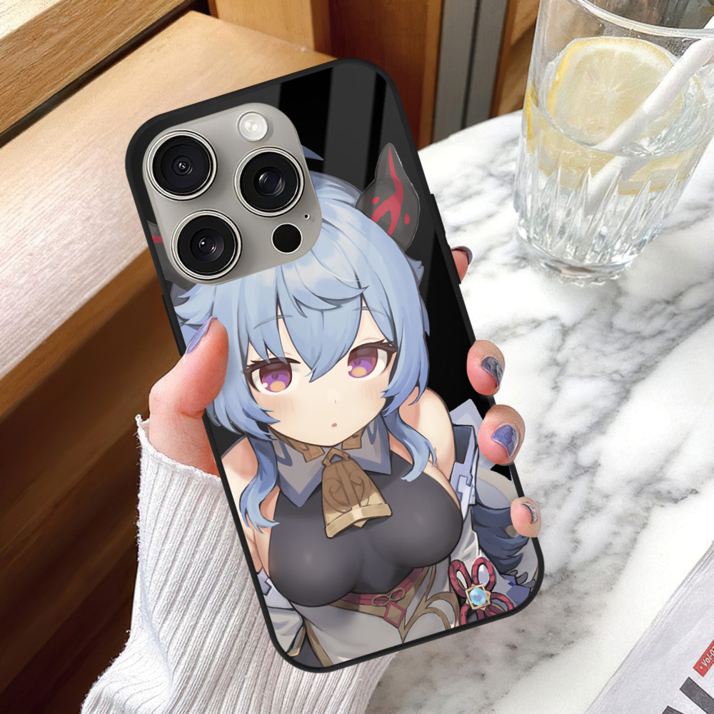 げんし神 甘雨 かんう genshin Ganyu 【iPhone15Pro対応】スマホケース 耐衝撃＆黄変防止 背面ガラス