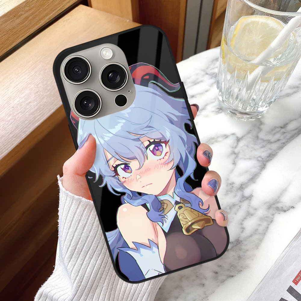 げんし神 甘雨 かんう genshin Ganyu 【iPhone15Pro対応】スマホケース 耐衝撃＆黄変防止 背面ガラス