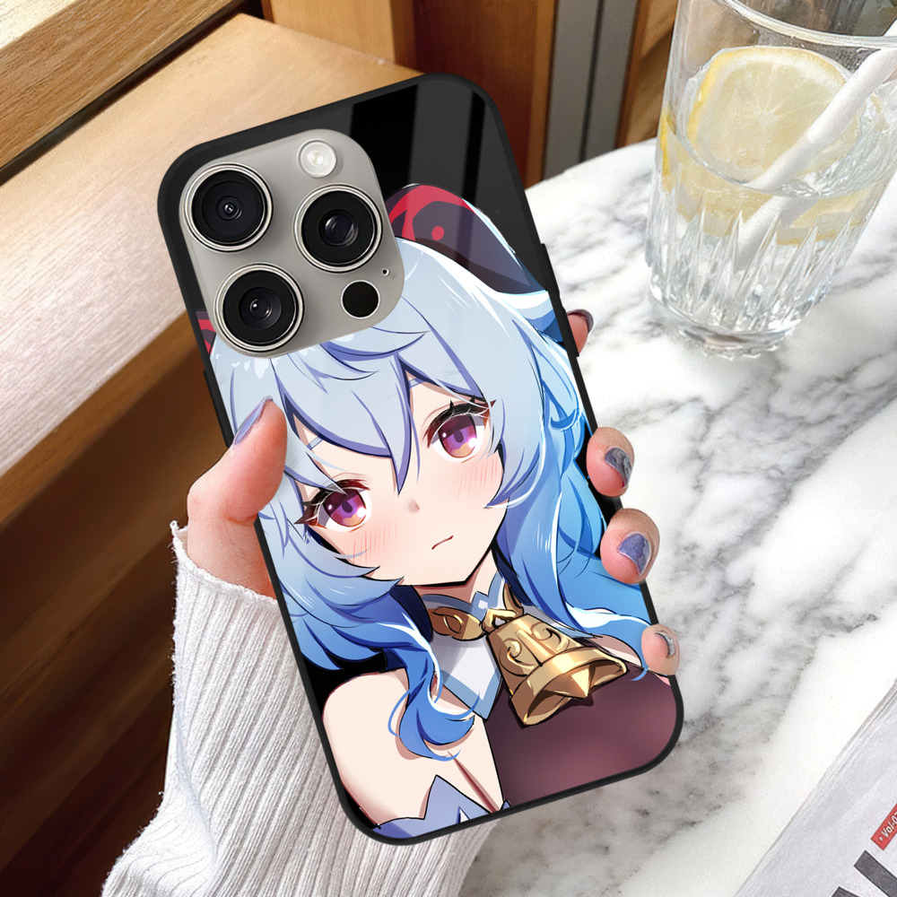 げんし神 甘雨 かんう genshin Ganyu 【iPhone15Pro対応】スマホケース 耐衝撃＆黄変防止 背面ガラス