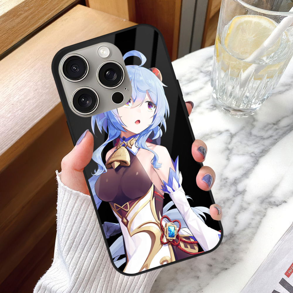 げんし神 甘雨 かんう genshin Ganyu 【iPhone15Pro対応】スマホケース 耐衝撃＆黄変防止 背面ガラス