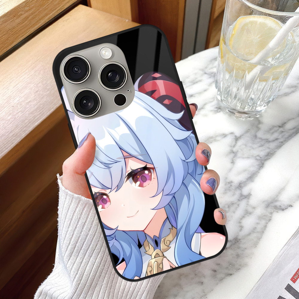 げんし神 甘雨 かんう genshin Ganyu 【iPhone15Pro対応】スマホケース 耐衝撃＆黄変防止 背面ガラス