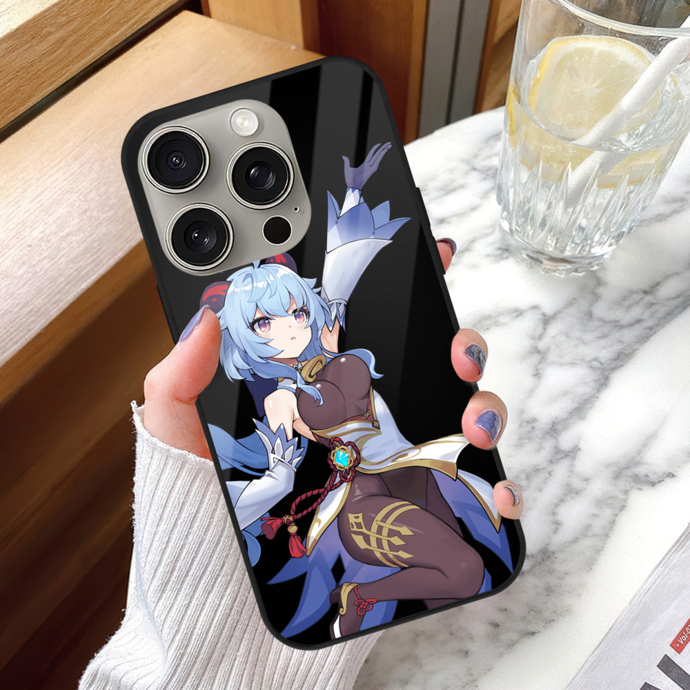 げんし神 甘雨 かんう genshin Ganyu 【iPhone15Pro対応】スマホケース 耐衝撃＆黄変防止 背面ガラス