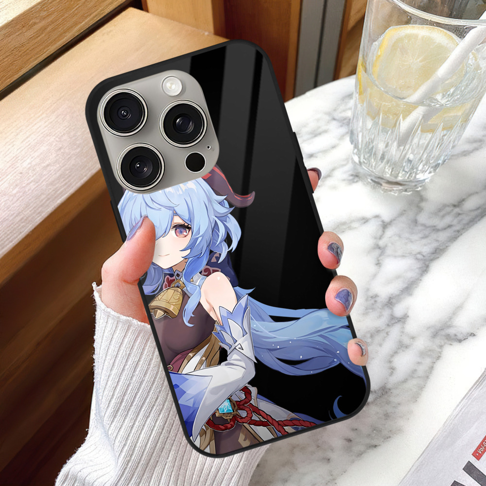 げんし神 甘雨 かんう genshin Ganyu 【iPhone15Pro対応】スマホケース 耐衝撃＆黄変防止 背面ガラス