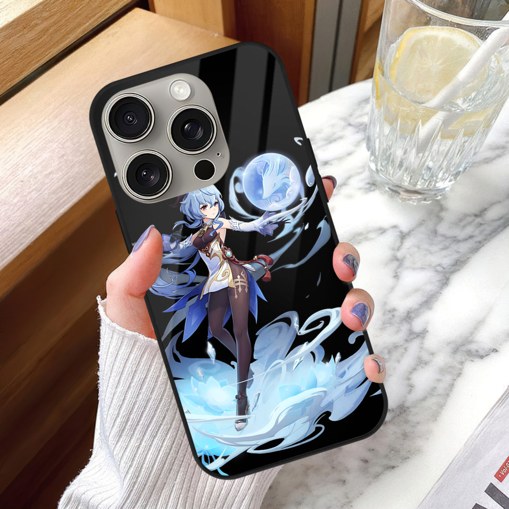 げんし神 甘雨 かんう genshin Ganyu 【iPhone15Pro対応】スマホケース 耐衝撃＆黄変防止 背面ガラス