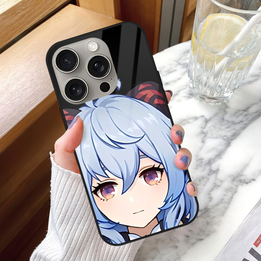 げんし神 甘雨 かんう genshin Ganyu 【iPhone15Pro対応】スマホケース 耐衝撃＆黄変防止 背面ガラス