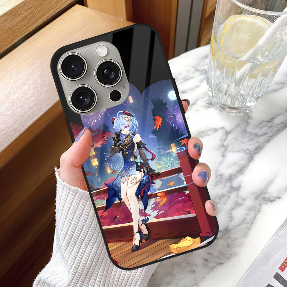 げんし神 甘雨 かんう genshin Ganyu 【iPhone15Pro対応】スマホケース 耐衝撃＆黄変防止 背面ガラス
