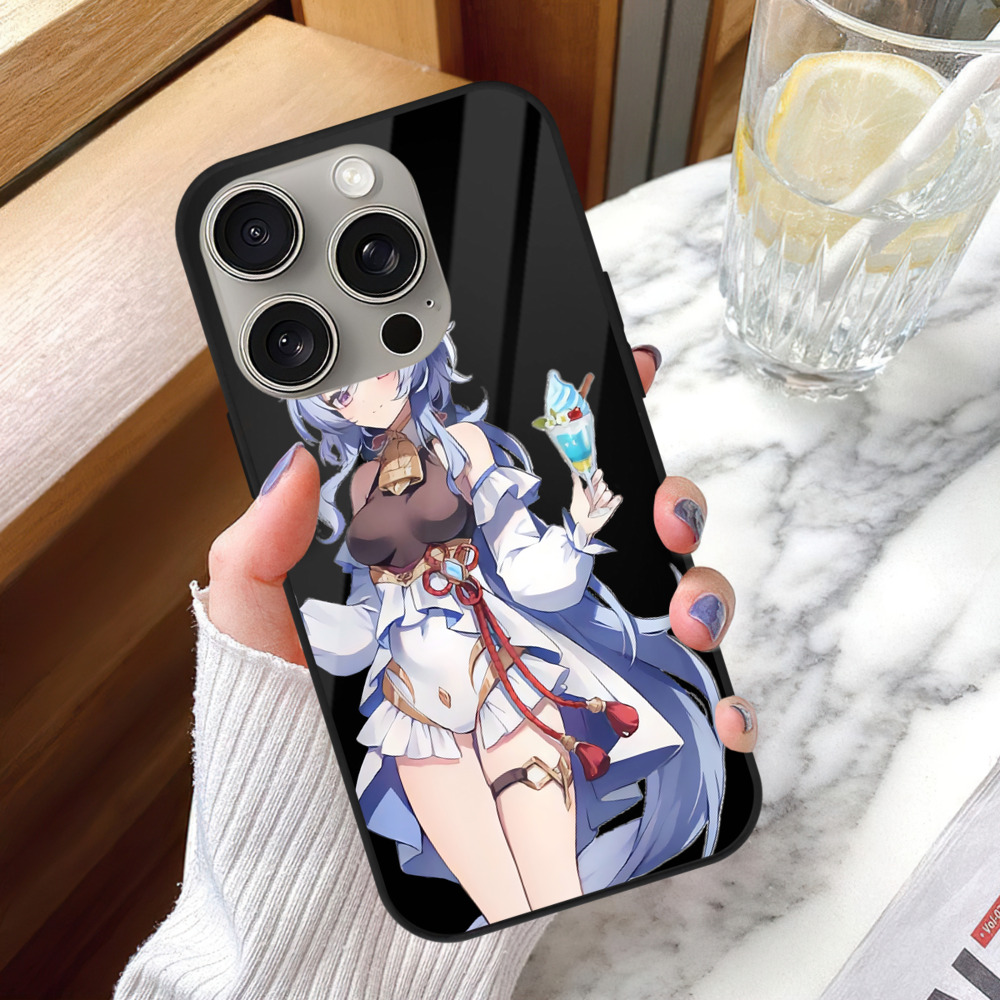 げんし神 甘雨 かんう genshin Ganyu 【iPhone15Pro対応】スマホケース 耐衝撃＆黄変防止 背面ガラス